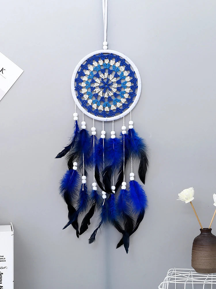 Tejesa Dream Catcher Office Bedroom Hanging Ornaments Creative Hand-Woven Feather Car Pendant Wall Decor Birthday Gift Home Decoration