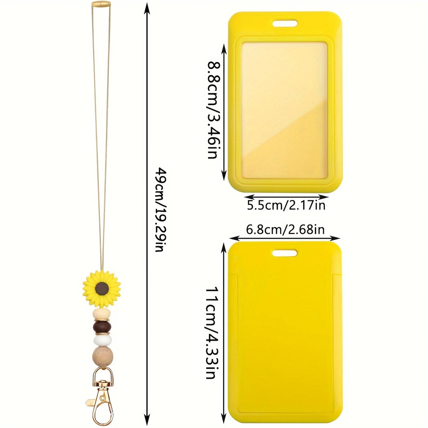 Hemasa  Daisy Breakaway Neck Teacher Lanyard for ID Badge Holder Keys Keychain Name Card Holder Silicone Beads Neck Strap Key Ring