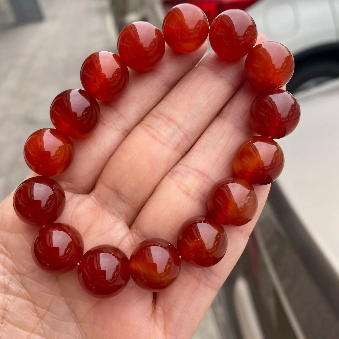 Hemasa Natural Red Carnelian Beads Bracelets /Natural Red Agate Onyx Stone Beads Stretch Bracelets