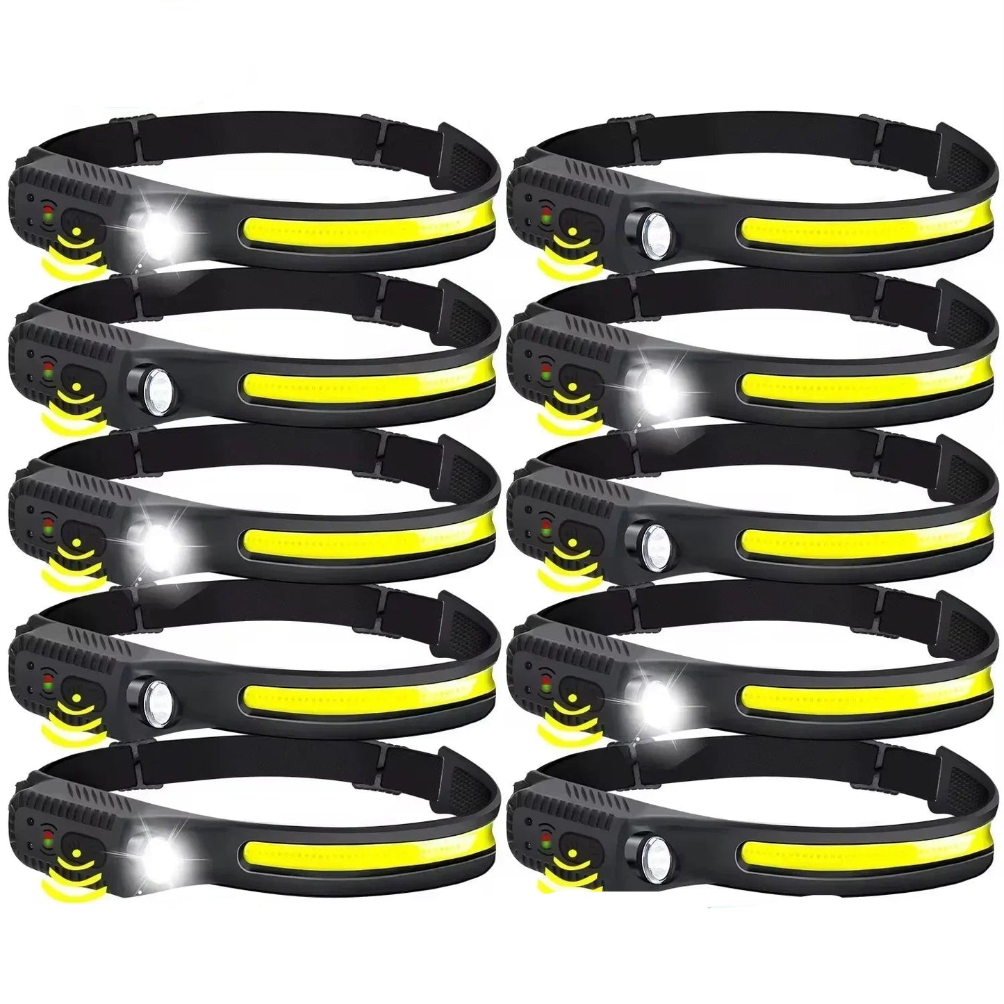 Hemasa 1-10PCS LED Indication Headlamp Rechargeable Head Flashlight 1200mah Built in Battery Outdoor Camping Fishing Headlight Lantern