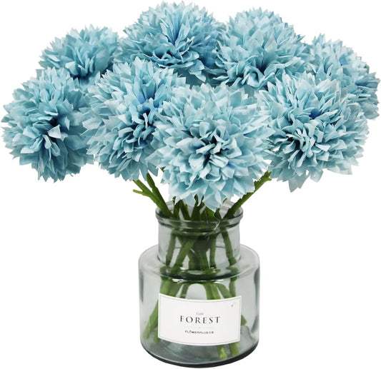 Tejesa 10 Pcs Artificial Flowers Faux Ball Chrysanthemum Bouquet Silk Wedding Bridal Bouquet For Home Garden Party Decoration