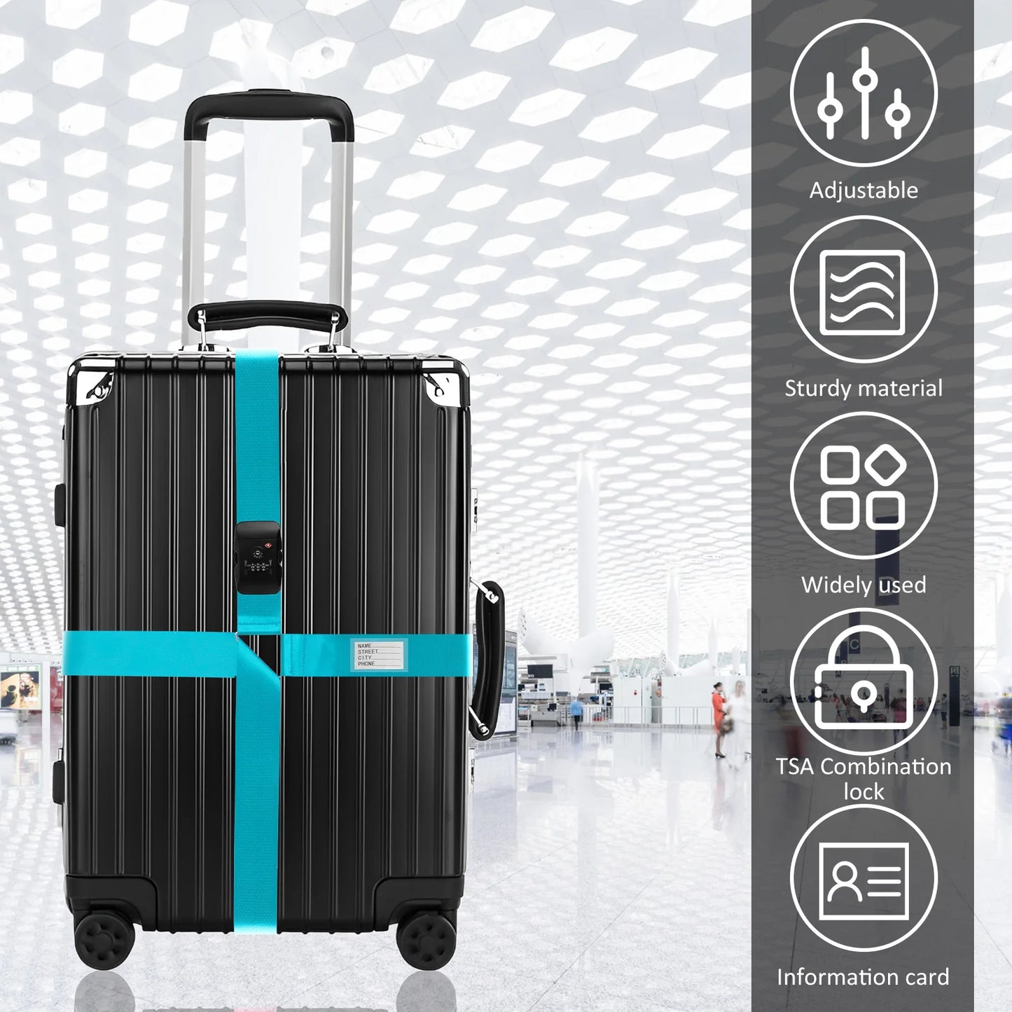 Tejesa 2/1pc Luggage Strap Anti-theft Suitcase Buckle Cross Strap TSA Customs Lock Adjustable Bundle Baggage Belt for 20-32in Luggage