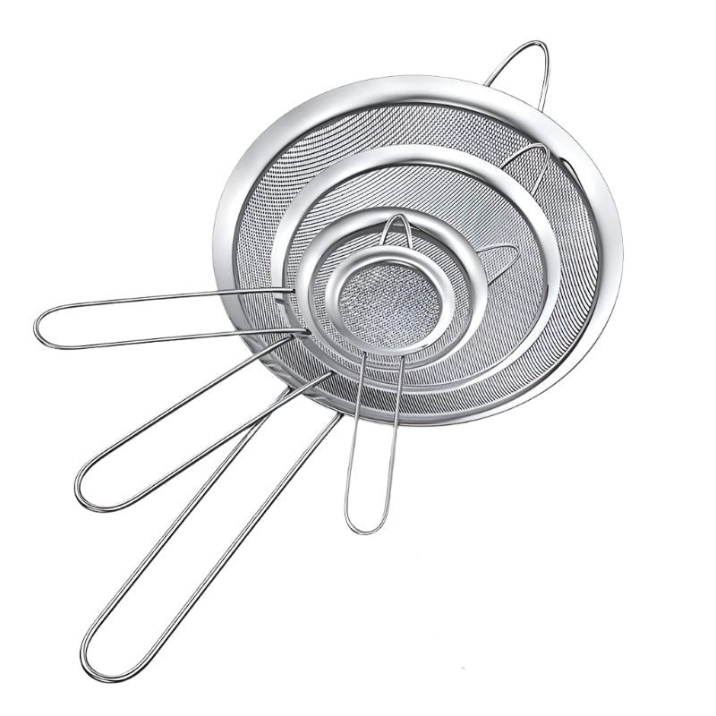 Hemasa 3/4Pcs /Set Stainless Steel Wire Fine Mesh Oil Strainer Flour Colander Sieve Sifter Pastry Baking Tools