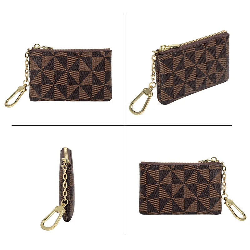 Coin Purse Wholesale Mini Short Zipper Wallet Small Bag Plaid Printing Keychain Pouch Custom Pendant Decoration Gift