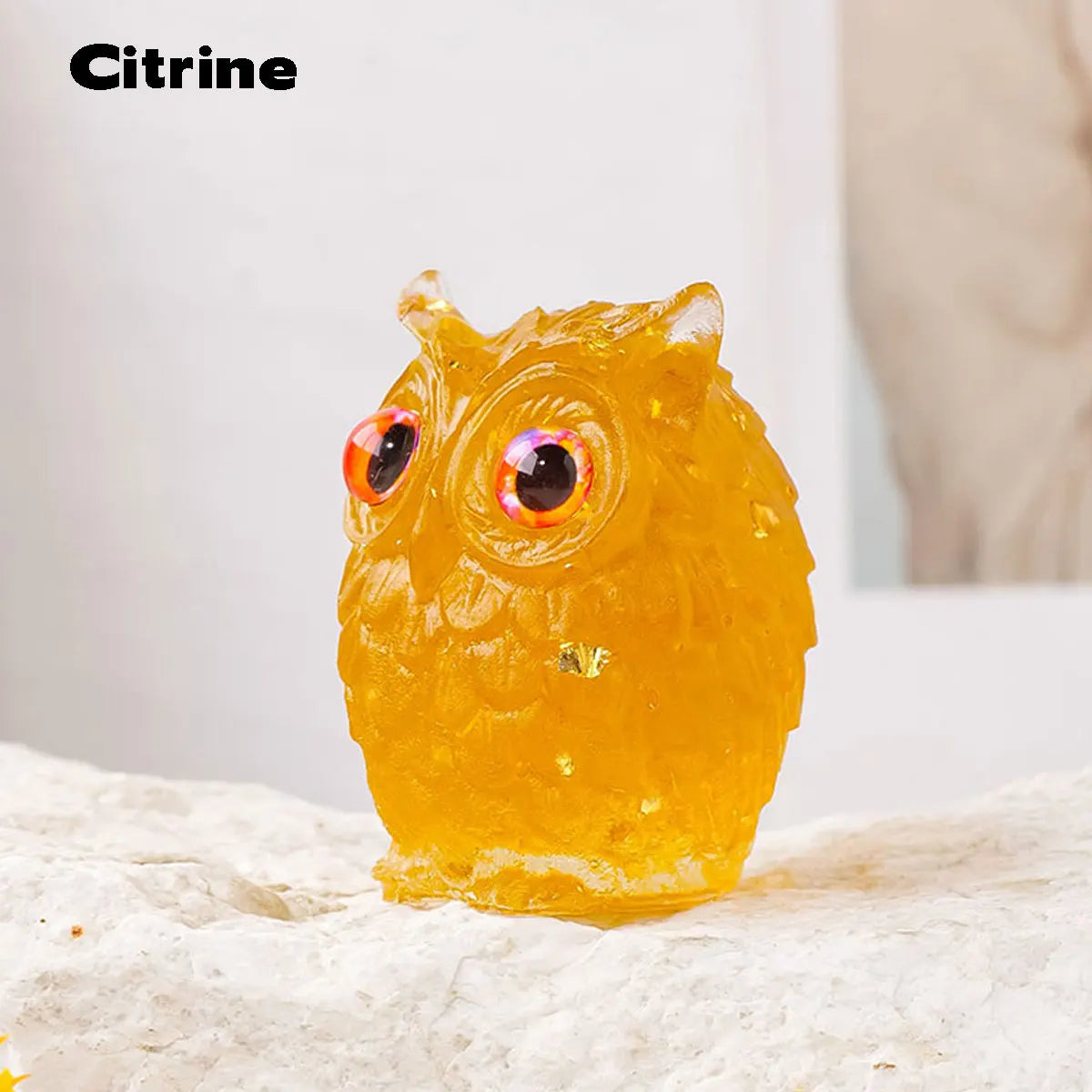 1PC Natural Crystal Macadam Owl Mini Resin Drops Cute Animal Image Reiki Healing Desktop Home Decor Crystal Crafts Small Decor