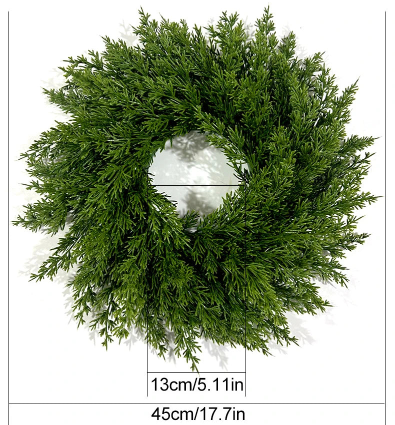 Tejesa Handmade Christmas Cypress Wreath for Front Door 18inch Real Touch Artificial Cedar Wreath Christmas Home Outdoor Decor
