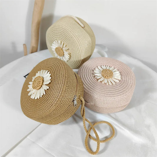 Summer Round Crossbody Shoulder Bag Women Woven Beach Bag For Ladies Rattan Handmade Knitted Small Straw Purse And Handbag Bolsa