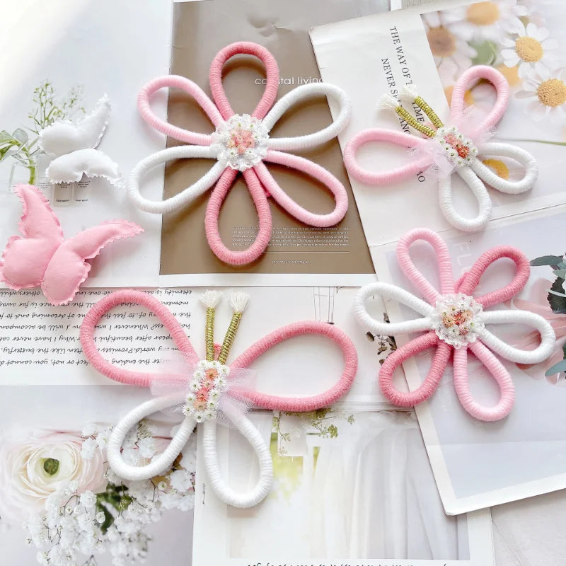 Hemasa  Macrame Daisy Flower Ornament Wall Hanging/ Girls Bedroom Decoration/ Boho Baby Kids Room Woven Butterfly Hanging Pendant