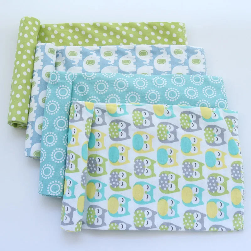 Hemasa 4pcs/pack 100% Cotton Flannel Diapers Supersoft Receiving Baby Blanket Newborn Wrap 76x76cm Baby Bedsheet Print Blanket Swaddle