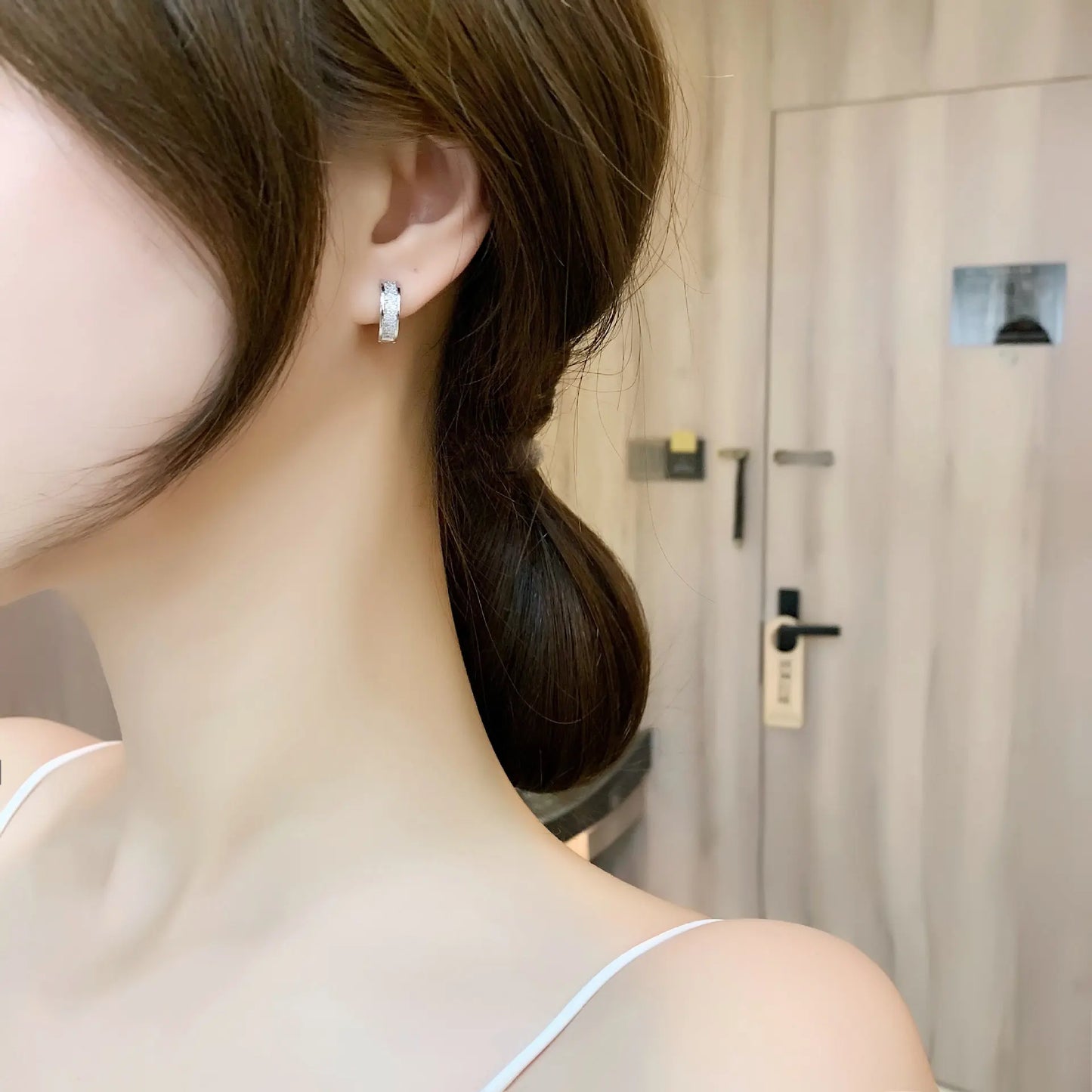925 Sterling Silver Dainty Small Zircon Inlaid Round Circle Hoop Earrings for Women Silver Earrrings Jewelry