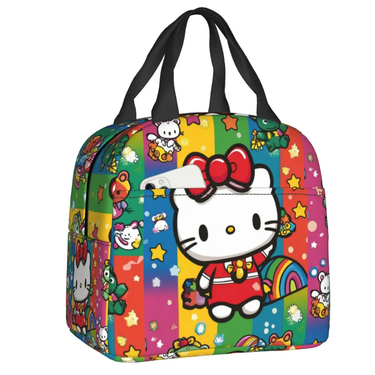 Custom Sanrio Hello Kitty Insulated Lunch Bag for Work School Leakproof Thermal Cooler Lunch Box Women  Food Container Tote Bags