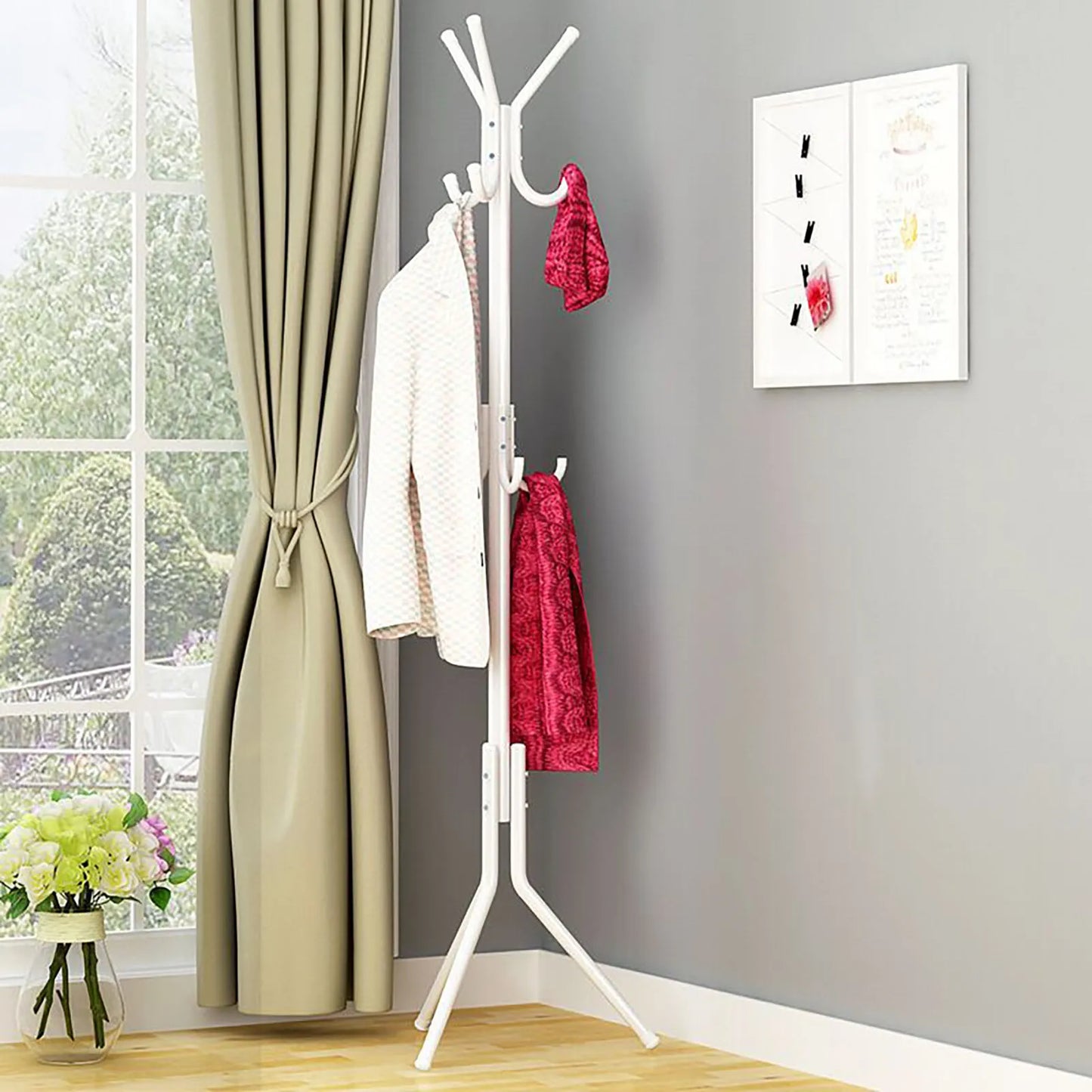 Sturdy Metal Coat Rack Stand Stable Base Multipurpose Coat Hat Rack for Entryway Living Room Bedroom
