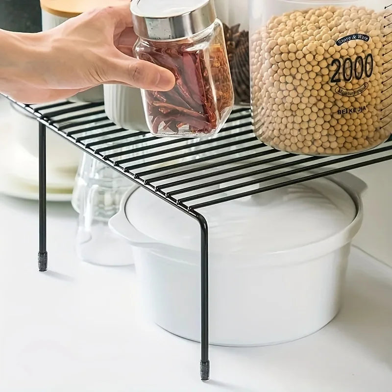 Hemasa 1pc Expandable Shelf Organizer For Kitchen Countertop, Metal Cabinet Organizer Pantry Sht, Space Saving Non Slip Rustproof