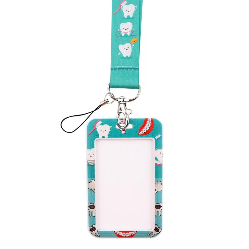 Dentist Doctor Nurse Cartoon Credential Neck Strap Lanyards Keychain ID Card Pass Hang Rope Lariat Key Chain Ring Badge Holder