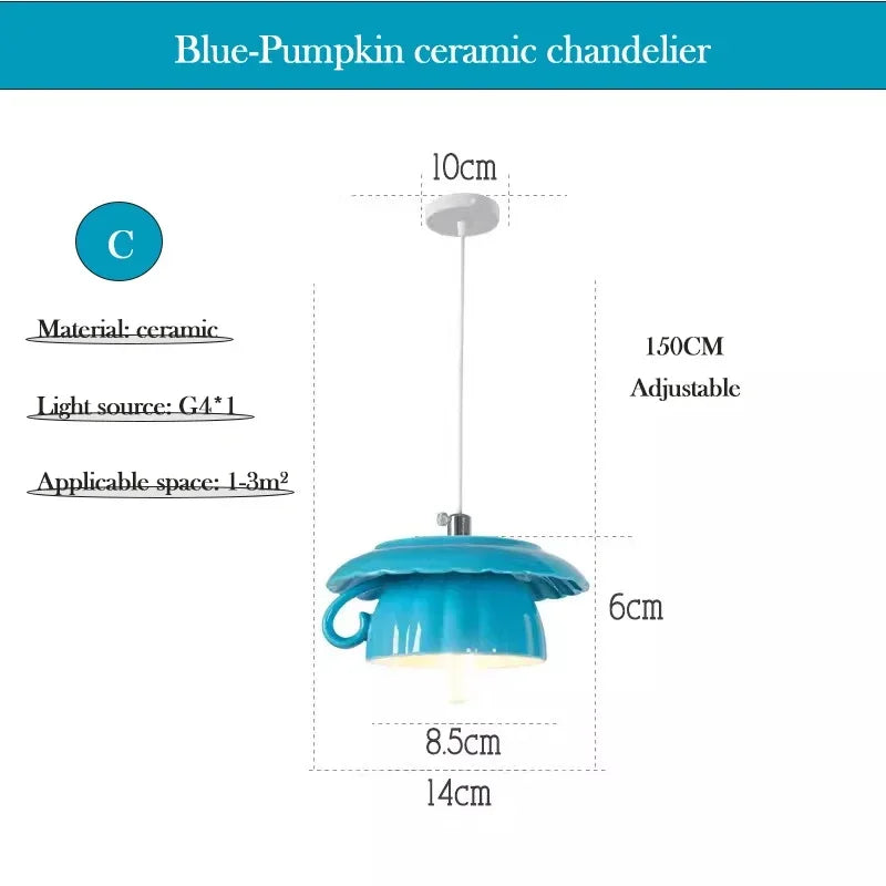 Chinese Style Flower Ceramic Cup Chandeliers Dining Room Dining Table Lamp Modern Creative home Decor Bedroom Bedside Chandelier