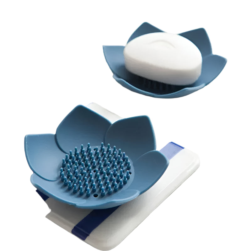 Hemasa Soap Box Lotus Shape Non-slip Portable Silicone for Draining Soap Tray Draining Soap Dish Bathroom