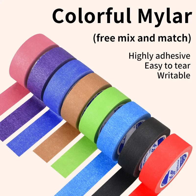 10/50m Color Masking Tape Black Decoration Masking Spray Paint Traceless Student Office Art Painting Sticker