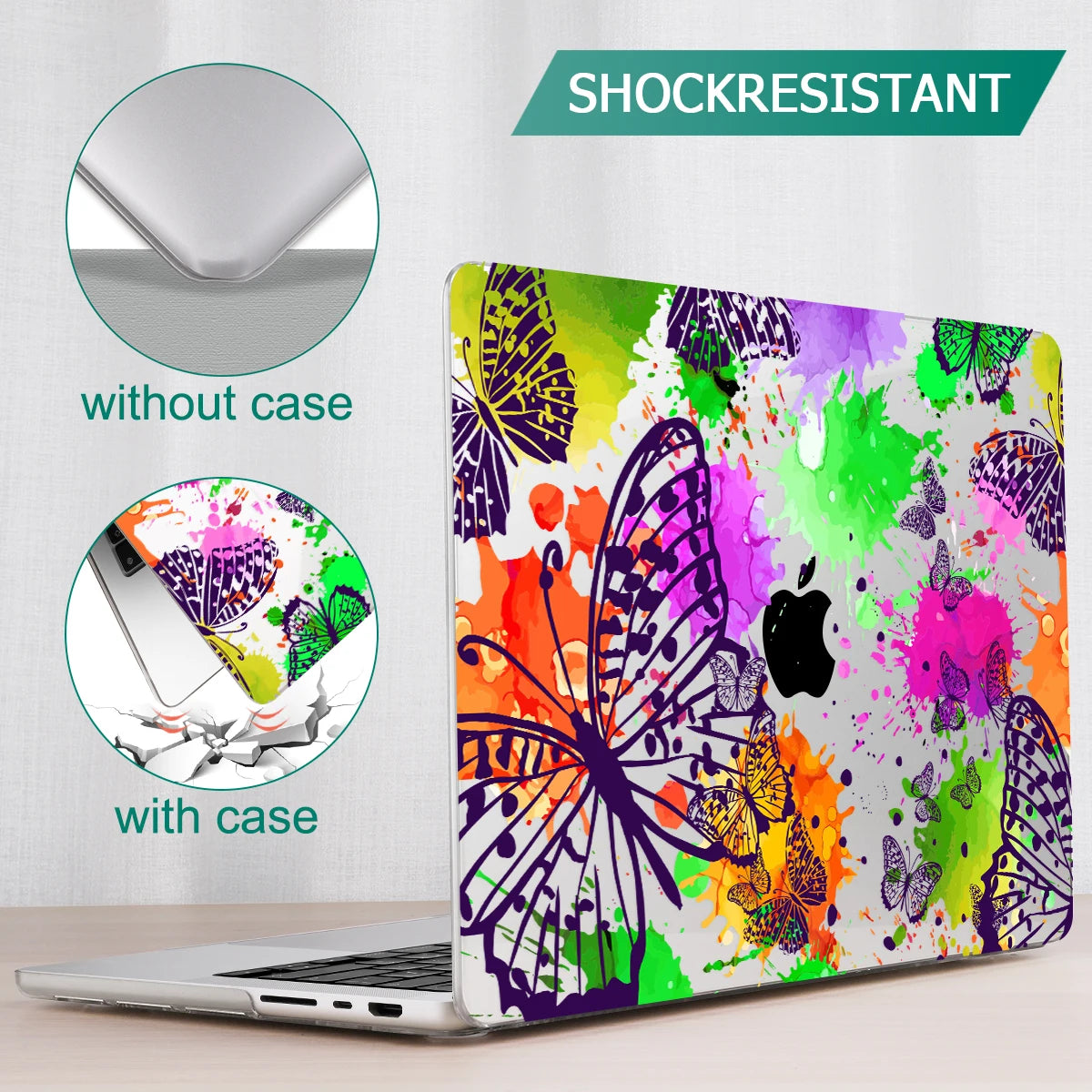 Hemasa  Butterfly Hard case for Macbook M4 A3401 Pro 2023 M2 Air Pro 13 2022 A2338 A2681 A2337 M1 Pro 14 16 A2779 M2 Air 11 12