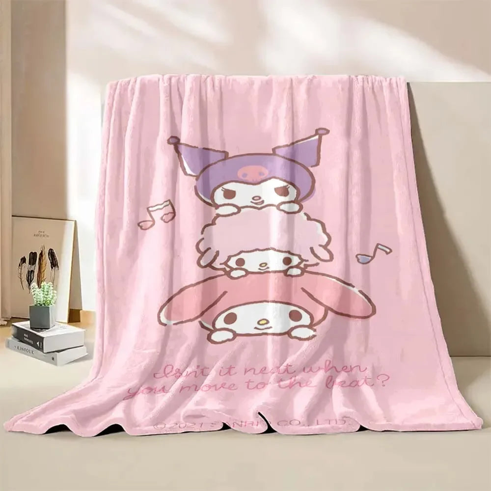 My Melody Flannel Blanket Sanrio Soft Fluffy Quilt Thicken Plush Nap Blanket Cartoon My Melody Sofa Blanket Child Adult Gift