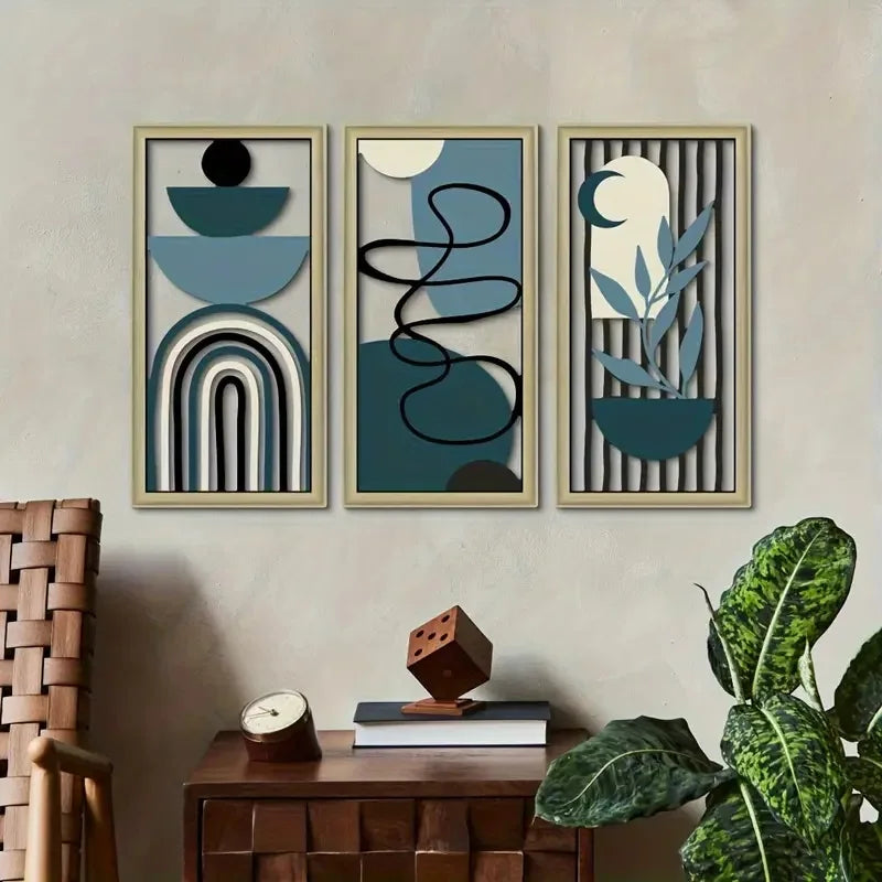 Hemasa 3pcs Wooden Wall Decor Set hollow wooden decoration, hanging wooden signs wall art decoration crafts