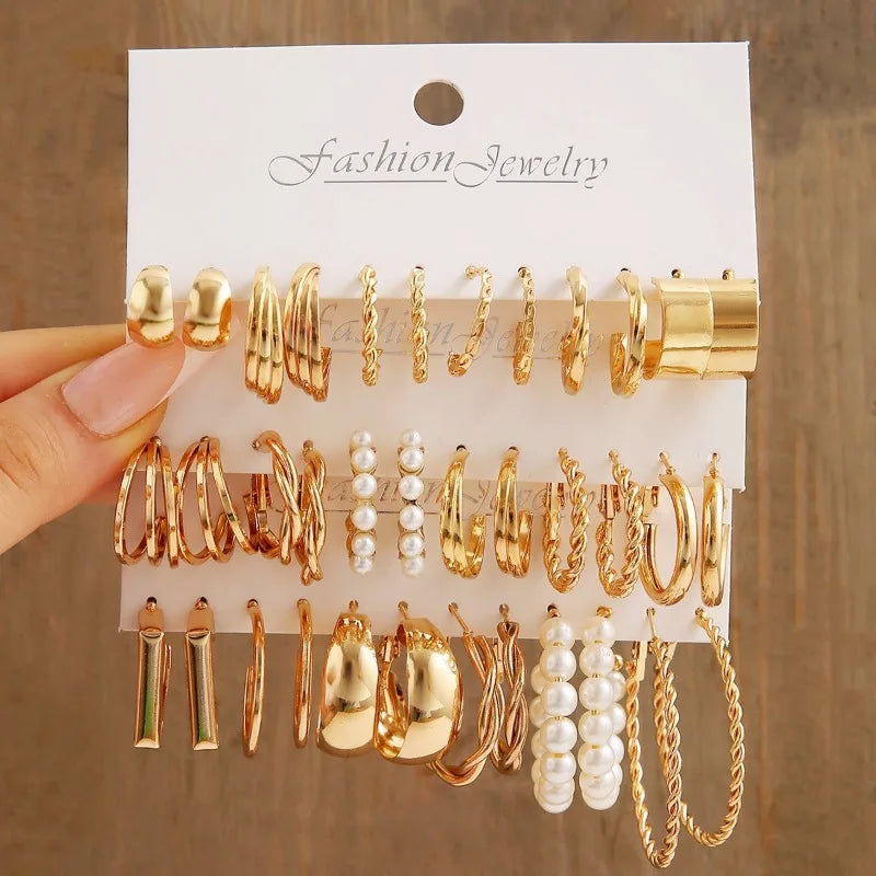 Hemasa Golden Pearl Buckle Earring Set for Women's Jewellery