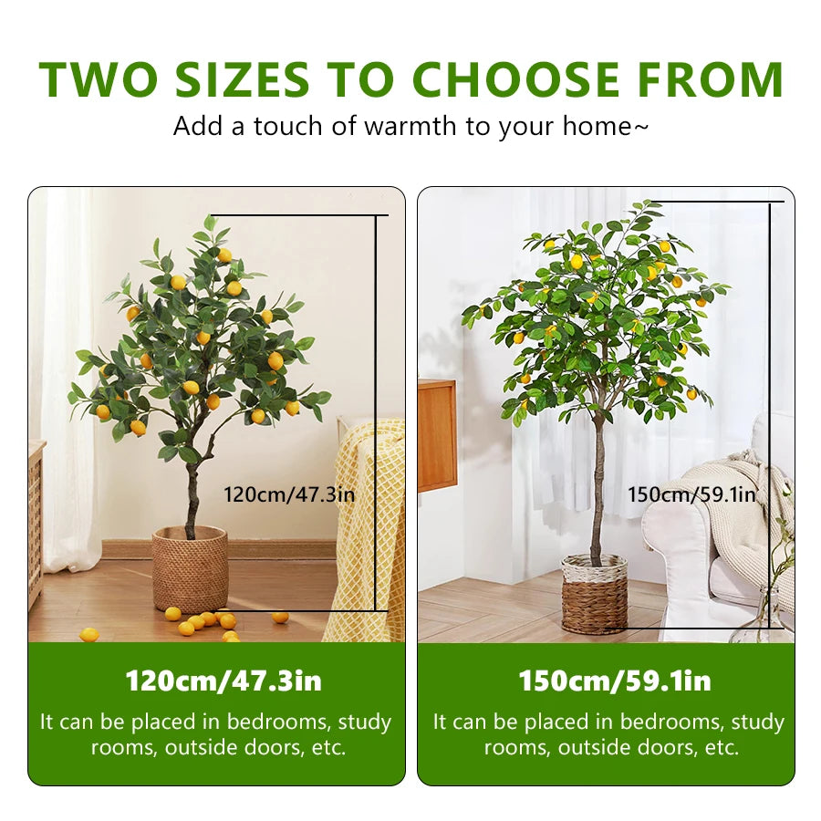 120cm/150cm Artificial Lemon Tree Artificial Tree With Fruit Fake Bonsai Plant Plastic Potted Plant Christmas Home Garden Decor