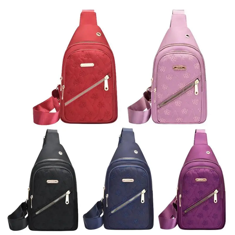 Hemasa Small Sling Bag For Women Sports Bags Chest Bag Waterproof Oxford Cloth Crossbody Purse With Earphone Hole Sling Bag Daypack For