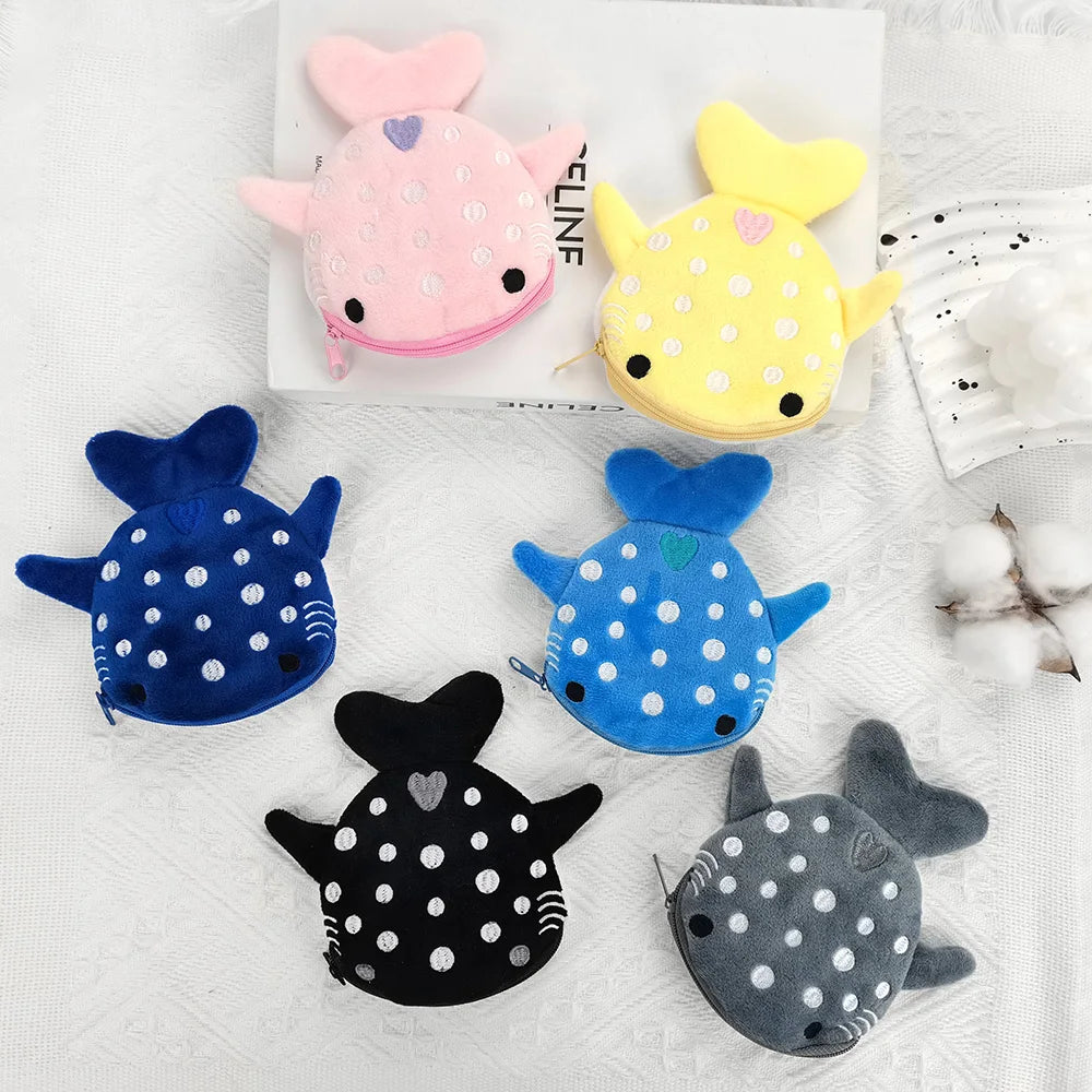 Hemasa Multicolor Cute Plush Fish Coin Wallet Women /Shark Money Card Key
