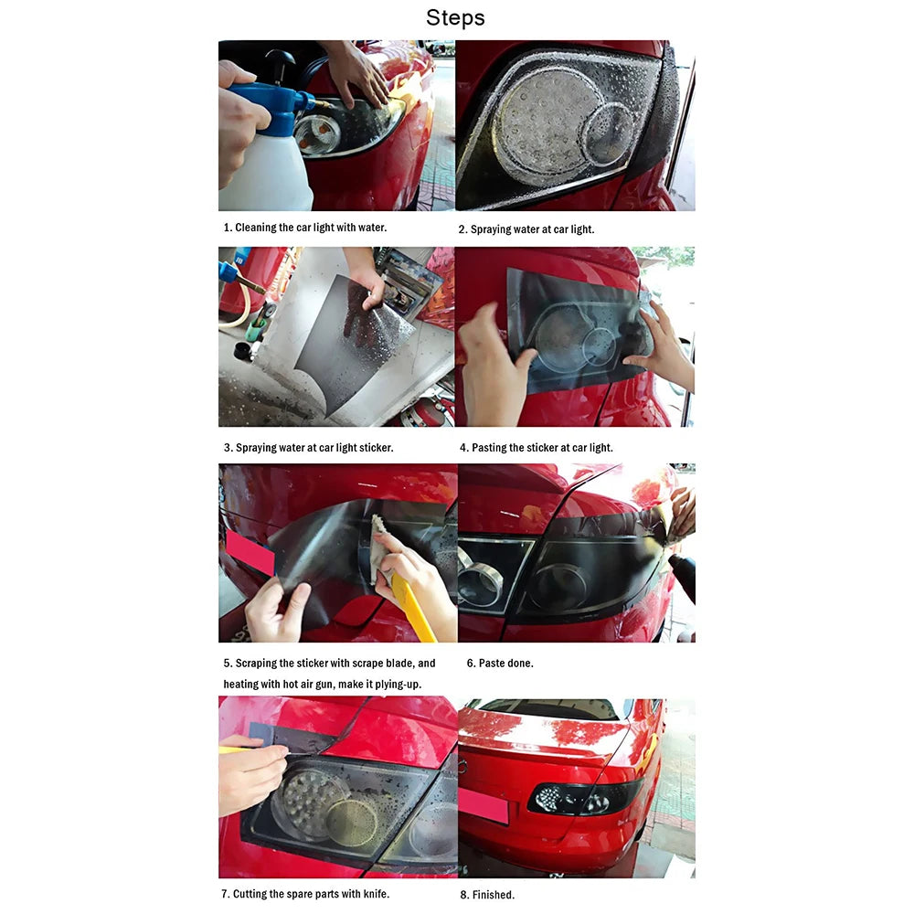 Golden Yellow Light PVC Car Headlights Taillight Film Fog Stretchable Auto Taillight Tint StickersCar Light Film Car Styling