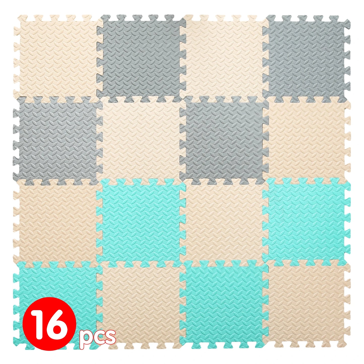 Hemasa 0.4 Inch/16pcs Thick Square Puzzle Mat ,30*30cm EVA Foam Baby Play Mat for Children Room Activities, Red/Yellow/Blue/Green