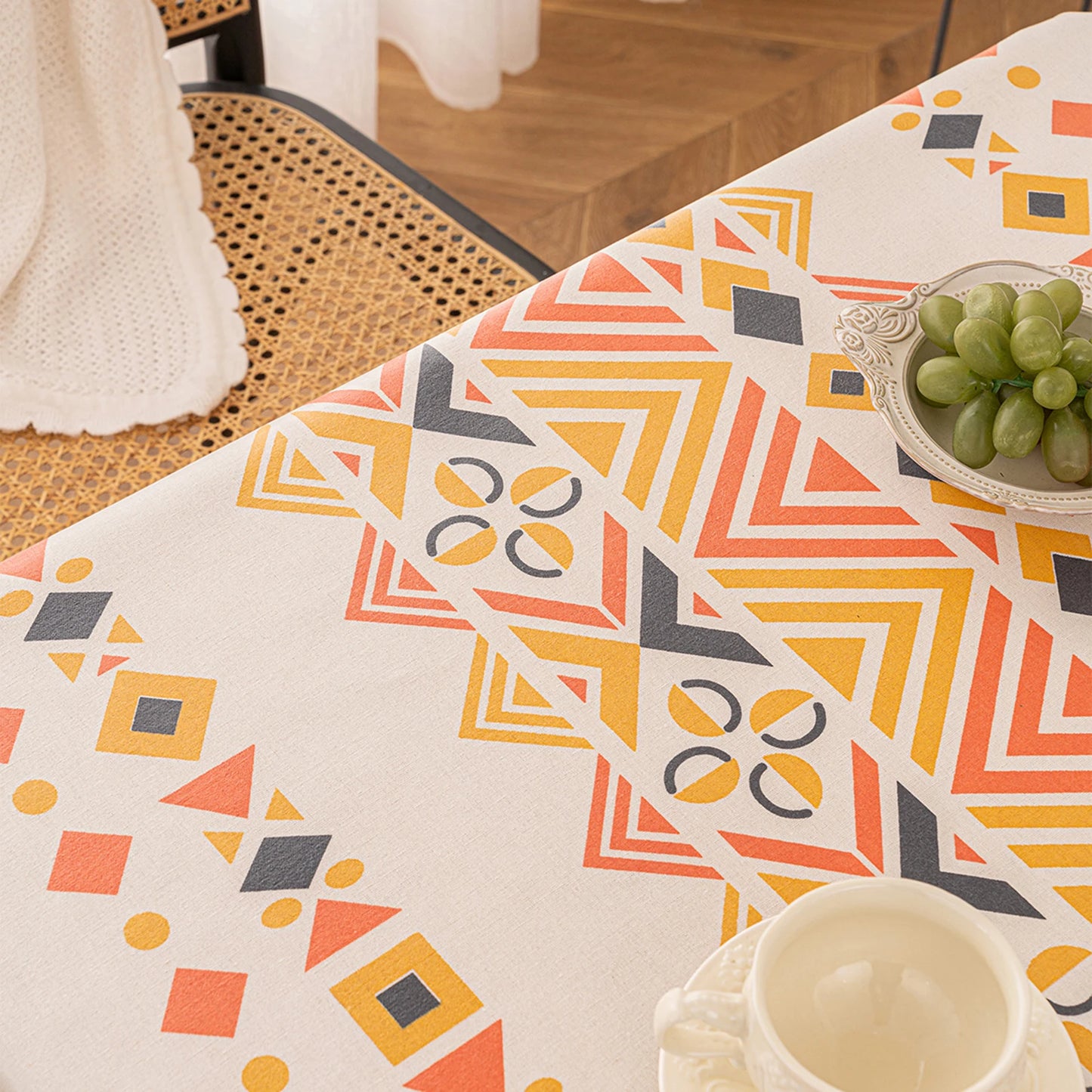 Tejesa  Cotton Linen  Tasse Waterproof Tablecloth /Patio/ Outdoor Wrinkle Free Table Protector Covers