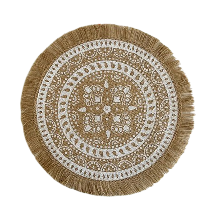 Hemsa 4pcs Bohemian Round Insulated Coaster  with Tassels