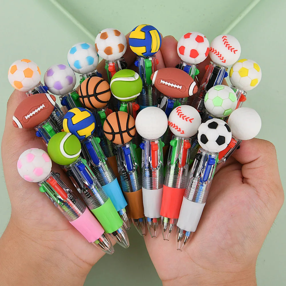 5-20Pcs Football Basketball Football Four Color Pens Football Party Carnival Birthday Wedding Guest New Year School Gift Prizes
