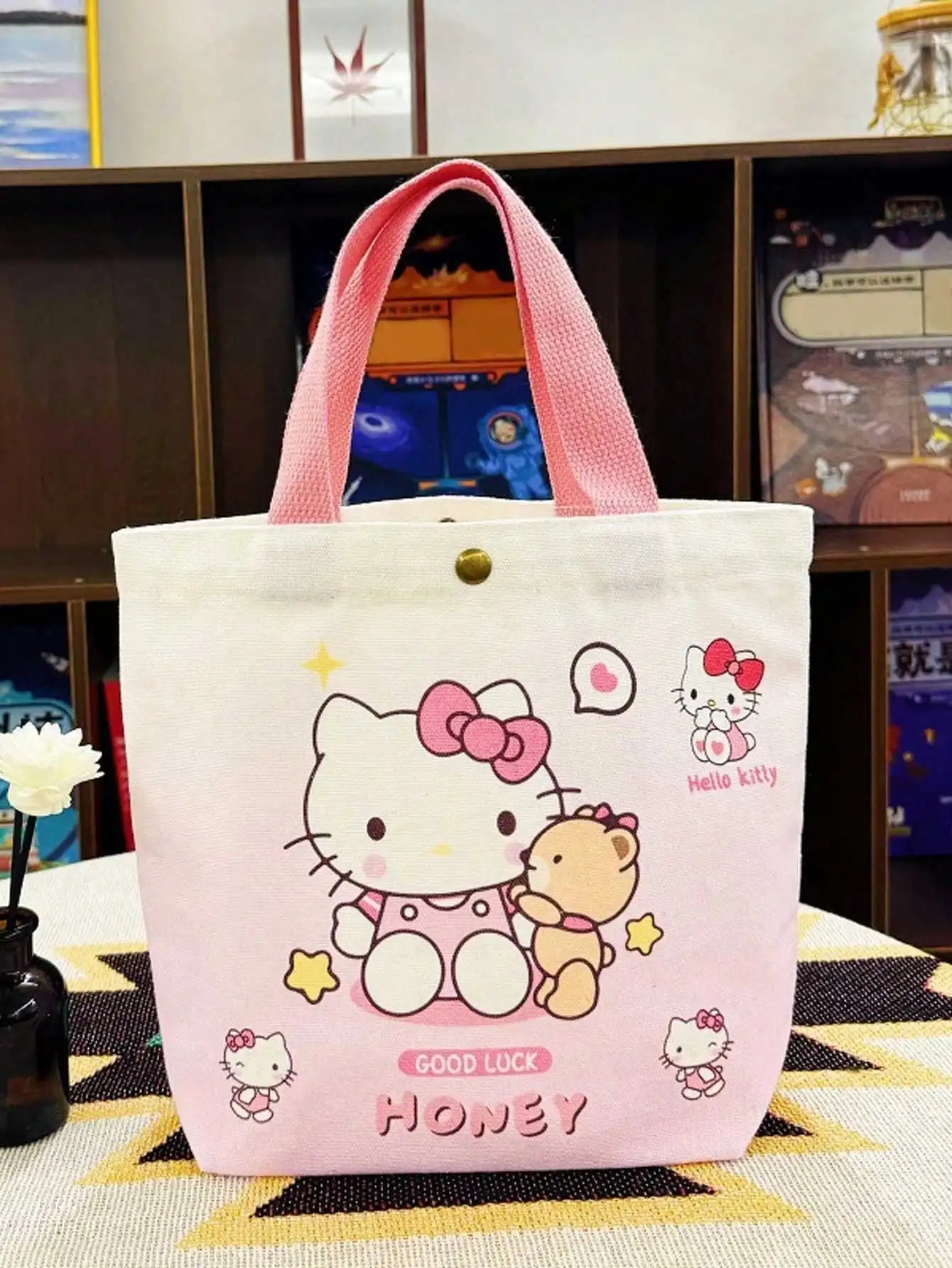 MINISO Cartoon Insulated Cinnamon Dog Kuromi Portable Lunch Bag Lunch Box Bag Student Office Workers Bring Meal Storage Bag
