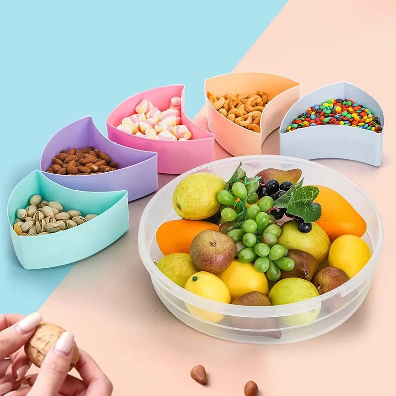 Tejesa Multi-function Food Storage Tray with Lid Food Containers Tray To Keep for Nuts and Candy Dried Fruit Snack Plate Serving Platte