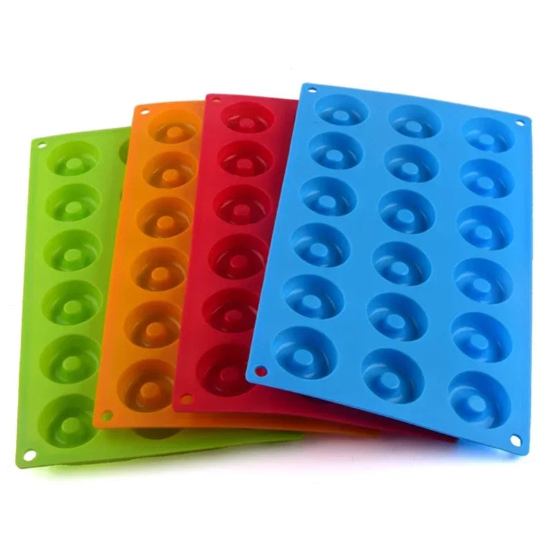 Tejesa Mini Silicone Donut Maker 18 Cavity Non-Stick Chocolate Donut Mold/ Baking Pan Donut Dessert Baking Tray /Bread Pastry Cake Tools