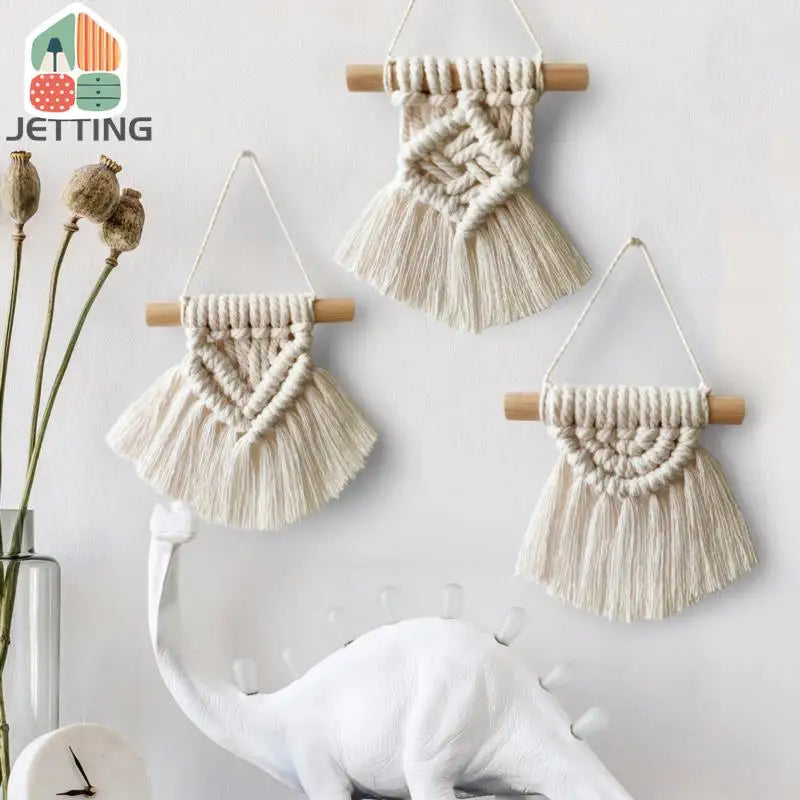 Bohemia Handwoven Macrame Tapestry with Tassels Bedroom Living Room Hanging Decorations Farmhouse Decoration Accessories