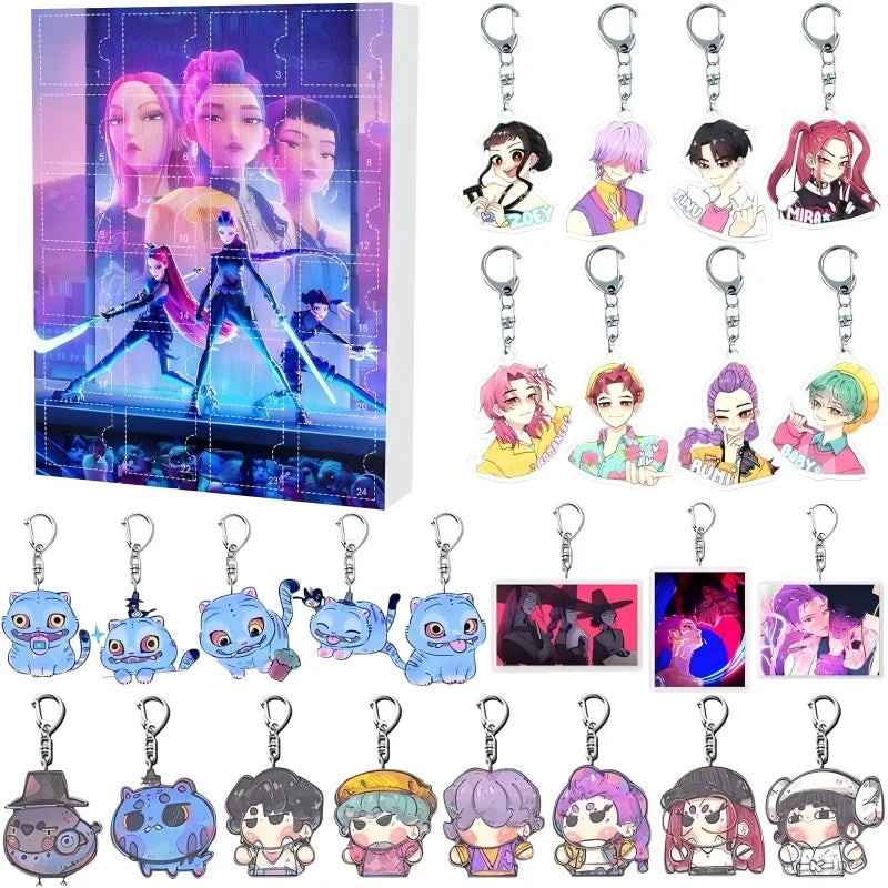 2025 Countdown Calendars Kpop Demon Hunters Advent Calendar Acrylic Keychains Model Doll Rumi Mira Zoey Children Christmas Gifts