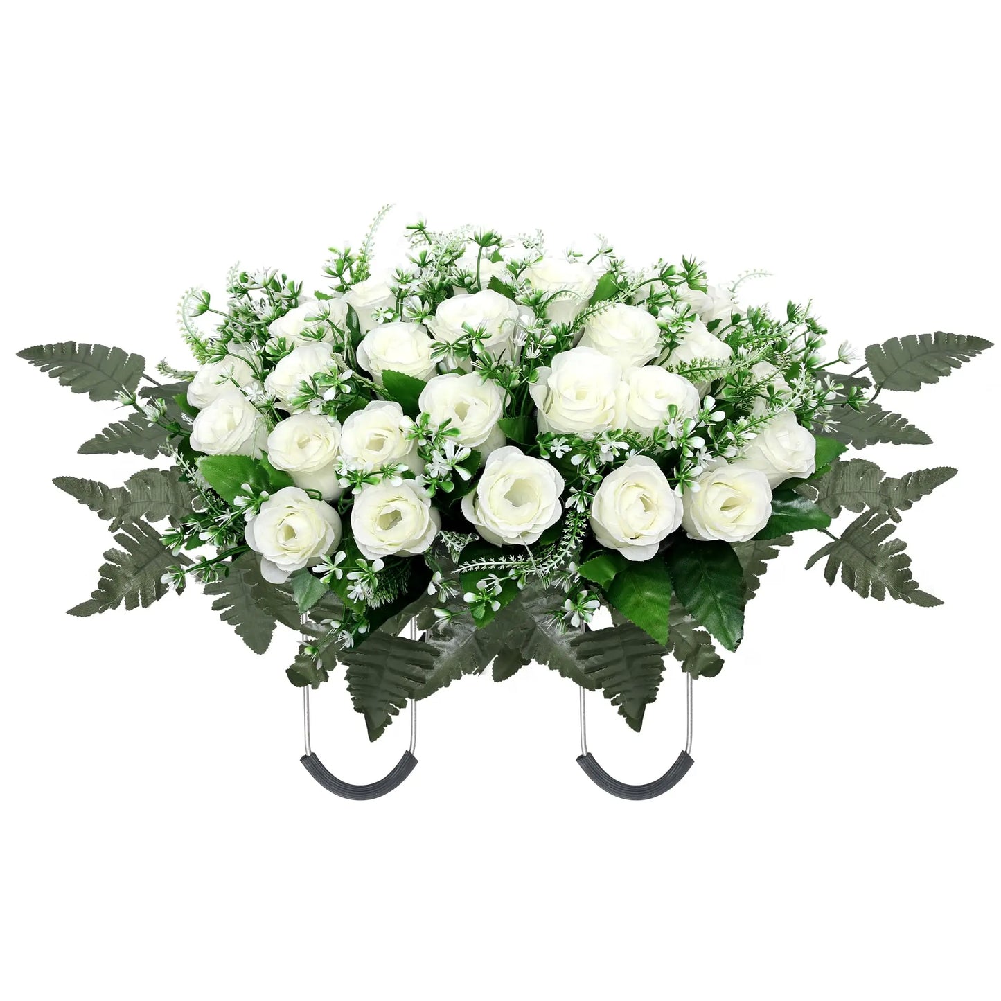 Headstone Flower Saddle, Large Artificial Cemetery Flowers for Grave, Cemetery Memorial Flowers for Outdoor Tombstone Decoration