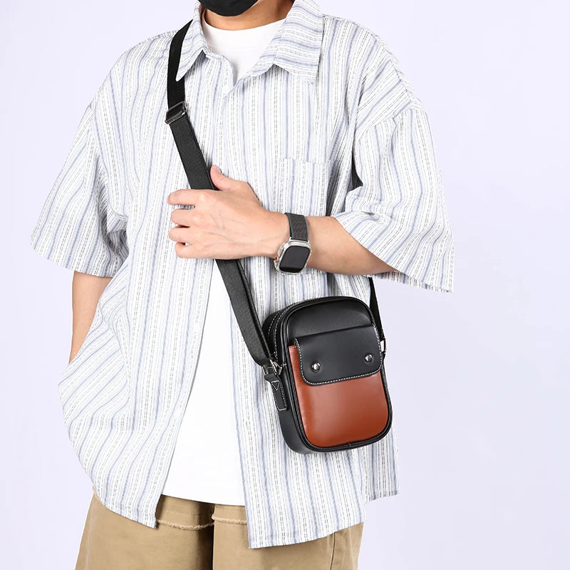 Tejesa Soft PU Leather Men Small Shoulder Bag Fashion Casual Male Mini Handbag Pretty Style Male Shopping Phone Bag