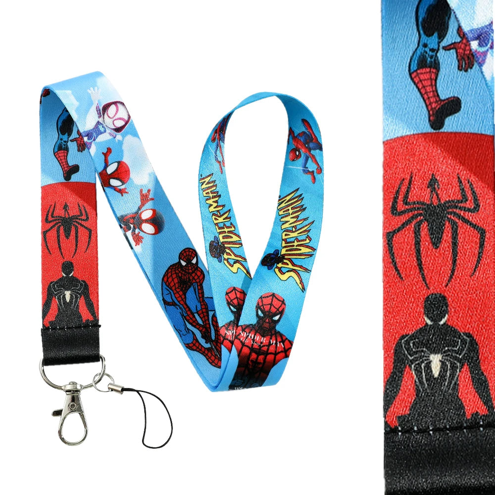 Disney Marvel Spiderman Neck Phone Strap Lanyard Keychain for Wallet Charm Cartoon Lariat Student Chain Anti-lost Decoration