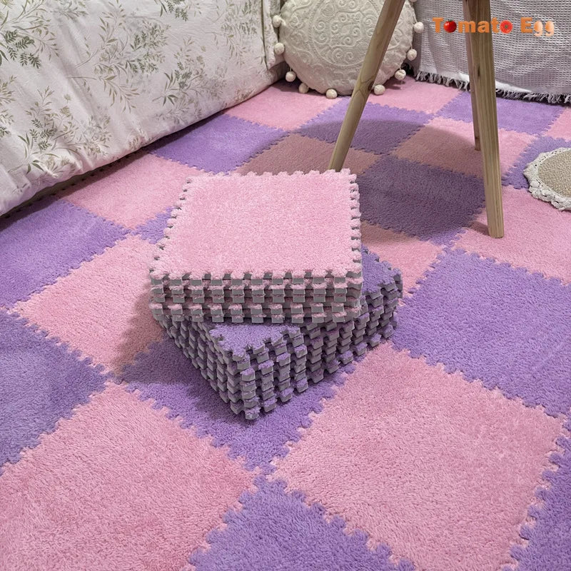 Hemasa Soft Plush Kids Mat Sports Children's Carpet Eva Foam Puzzle Rug Warm Play Mat for Children's Room Home Floor Decoration