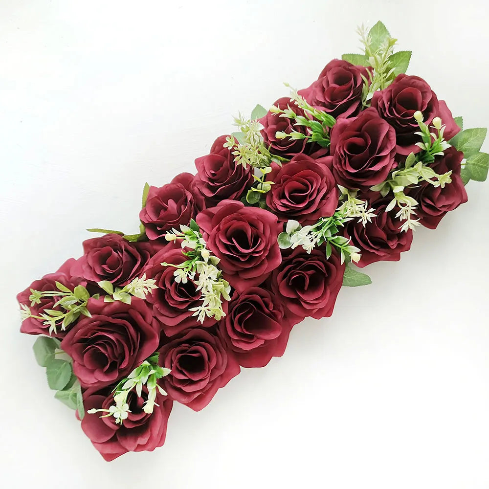 50cm Rose  Artificial Flower Row Wedding Decoration Flower Wall Backdrop Garland Home Party Decor Photo Props Background