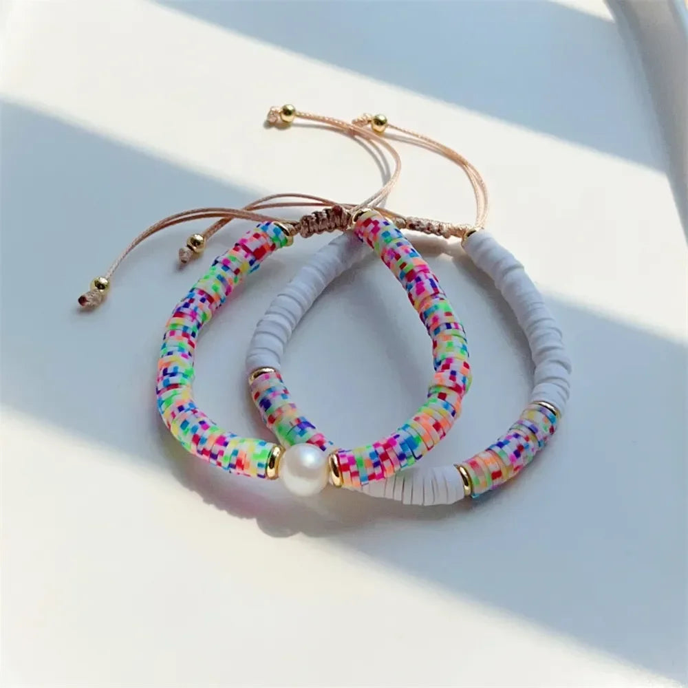 Hemasa  Polymer Clay Heishi Beads Bracelets For Women