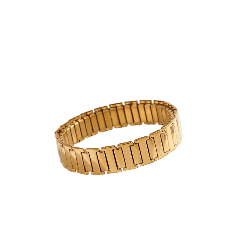 Tejesa  Stainless Steel Gold Plated  Pearl Elastic Bracelet Women /Girls
