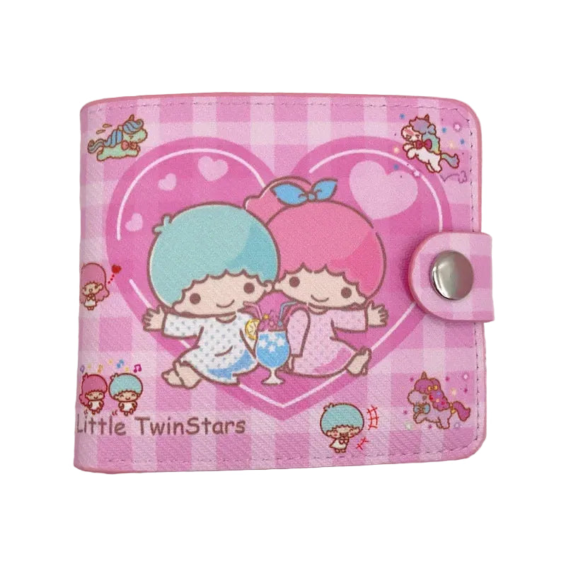Tejesa New Hello Kitty Cinnamoroll My Melody Kuromi Pu Casual Money Bag Coin Purse Card package Wallet With Button ﻿Girl Christmas gift