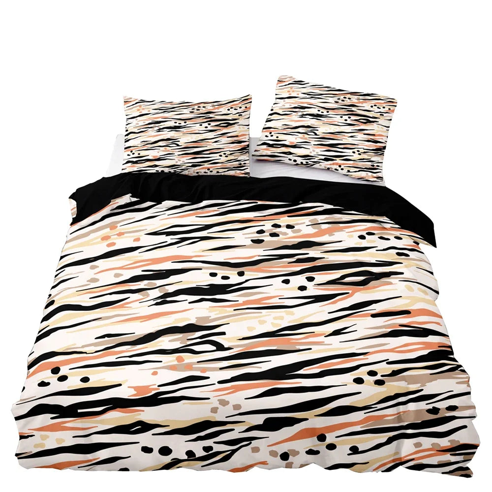 Hemasa American Style Bedding Set Queen Pink Leopard Pattern Duvet Cover with Pillowcase Single Double King Soft Comforter Bed Cover