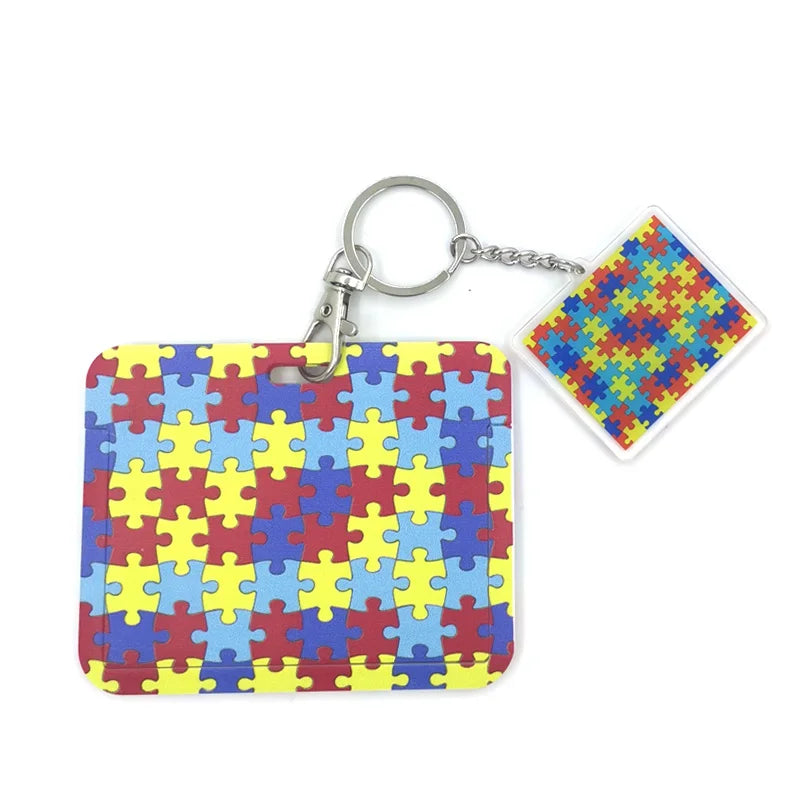 Autism Pattern Anime Lanyard Badge Holder ID Card Lanyards Mobile Phone Rope Key Lanyard Neck Straps Keychain Key Ring