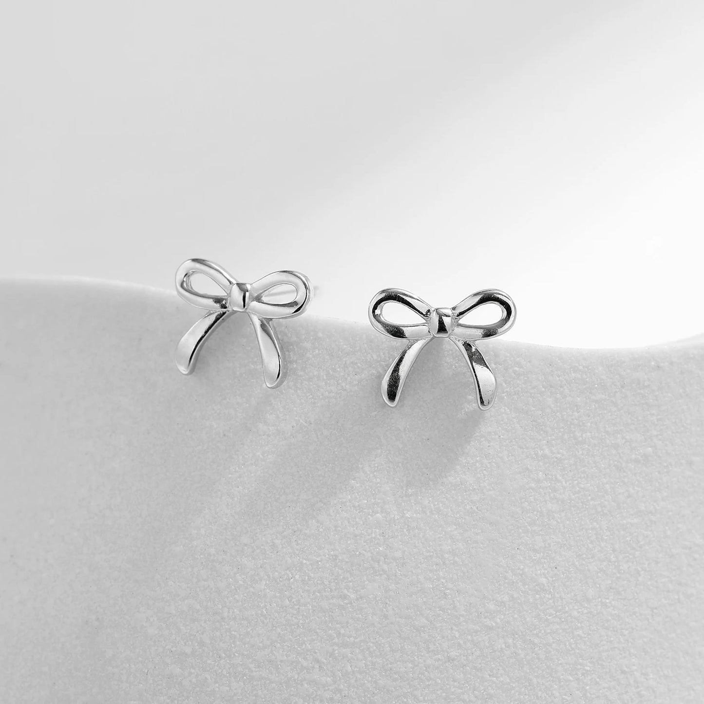MODIAN Bowknot Earrings For Women 925 Sterling Silver Cute Simple Exquisite Hypoallergenic Stud Earrings For Women Fine Jewelry