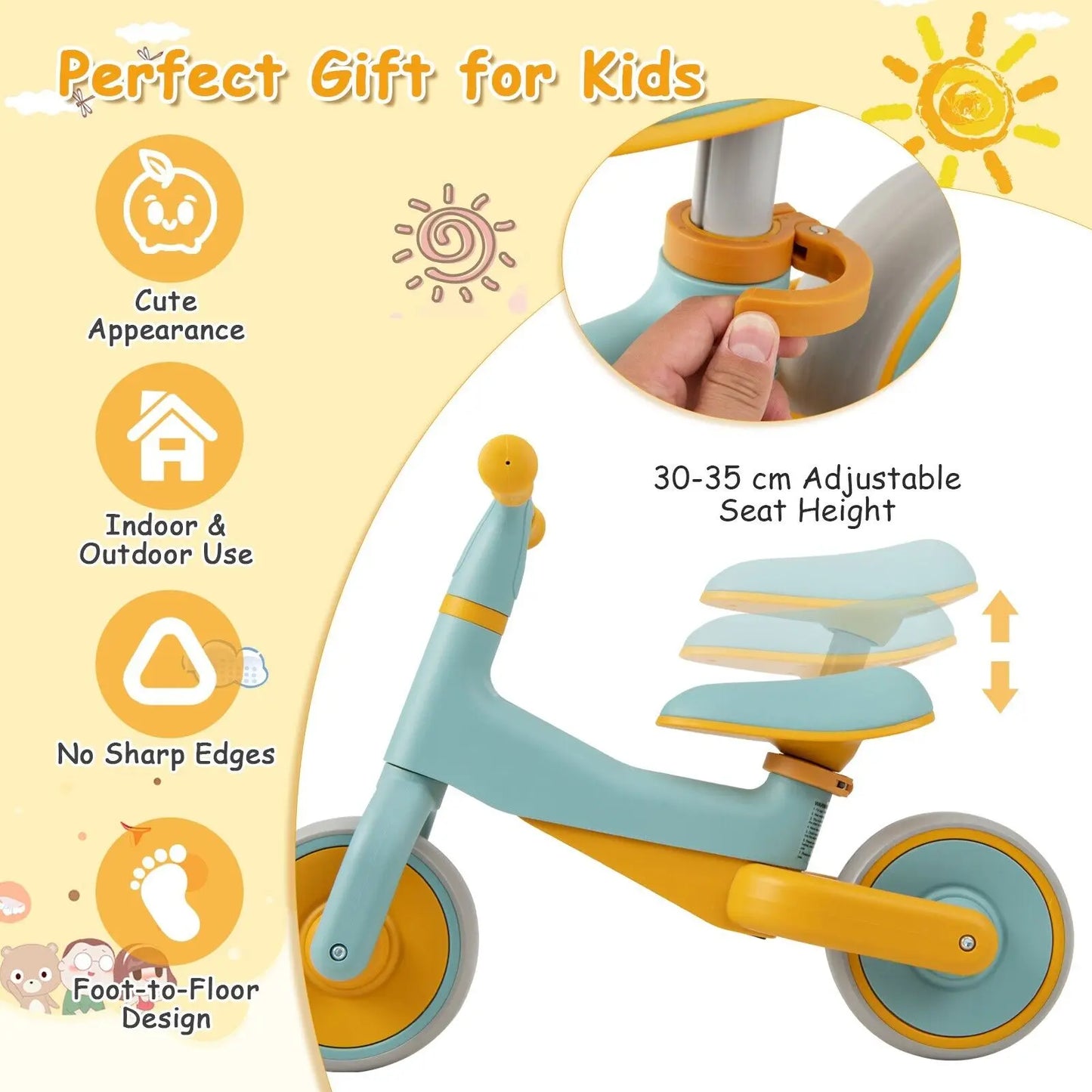 Baby Balance Bike 2 Wheels Toddler First Bike No Pedal Infant Baby Walker Riding